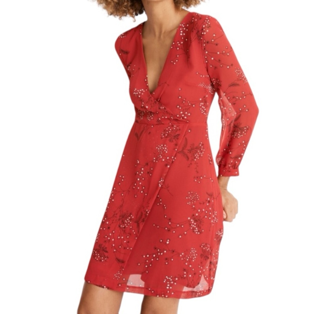 NWT MADEWELL Hazelwood Floral Long Sleeve Wrap Front Mini Dress Size Small - Picture 3 of 7